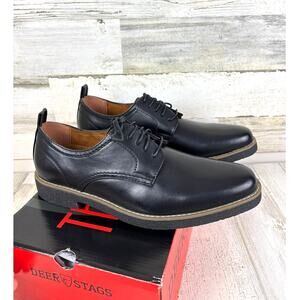 Deer Stags Mens 9.5 Highland Black Vegan Leather Casual Oxford Dress Shoe NEW